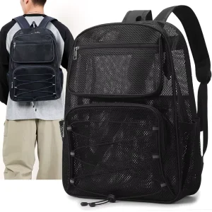 High Capacity Nylon Mesh Backpack with Zipper Closure Custom Logo Schoolbag for Kids for Gym Travel & Swimming Storage Bag