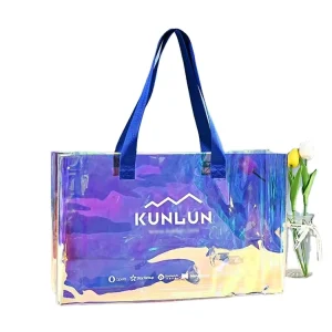 High Capacity Shopping Bag Laser Hologram Iridescent PVC Holographic Custom Printed Plastic Bags