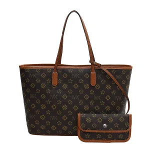 High End Lady Business New Design Working Customize Large Capacity Printing Handbags Set Ladies Pu Leather Shoulder Bag