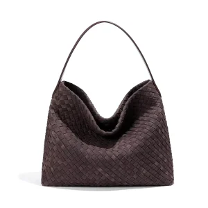 High End Large Capacity Bag Women’s Woven Bag Casual Shoulder Crossbody Bag Underarm Bag Bucket Bag Frosted Tote Bag
