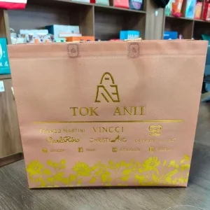 High End Non-Woven Tote Bag Gold Logo Hot Stamping Custom Printed Reusable Shopping Bag OEM Factory