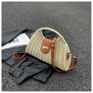 High Quality Artisan Handmade Straw Bag with Metal Accents Beach Wedding Boho Chic Style