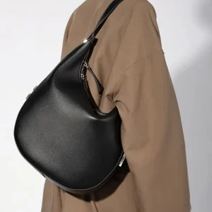 High Quality Cowhide Leather Hobo Bag Women Large Capacity Sling Underarm Shoulder Bags Zip Closure Fashionable Single Handle