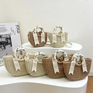 High Quality Custom Handmade Women’s Handbags Straw Bag Beach Bag Straw Woven Handbags for Women Luxury