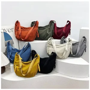 High Quality Custom Lightweight Nylon Crescent Bag Multi-Pocket Sling Shoulder Bag Roomy Cross Body Purse Bag for Men Women