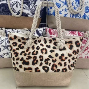 High Quality Custom logo Printed Reusable Beach Tote Bags for Beach Bag Treatment