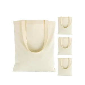 High Quality Customizable Design Cotton Tote Bags Solid Colored Large Capacity Eco-Friendly Zipper Closure Long Handle