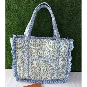 High Quality Customized Plaid Handbag Large Capacity Fashion Vintage Style for Women Travel with Handle