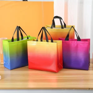 High Quality Eco Laminated Non Woven Garment Tote Holographic Pack Shopping Bags With Custom Logo Pp Polypropylene Bag