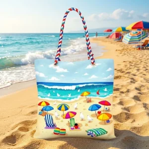 High Quality Fashion Woman’s Water Resistant Large Capacity Beach Tote Bag Set Zipper Canvas Polyester Lining All Seasons
