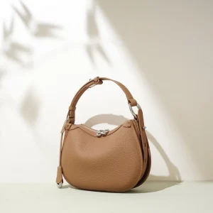 High Quality Full Grain Top Layer Lychee Cowhide Ladies Saddle Bag Genuine Leather Women Handbags Manufacturer