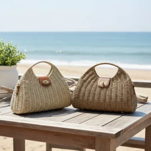 High Quality Ladies Vintage Long Strap Women Woven Handbags Straw Beach Purse Large Size Cross body Shoulder Bags
