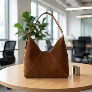 High Quality Large Capacity Handbag for Womens Suede Bag Vintage Brown Hobo Shoulder Bag with Adjustable Straps Zipper