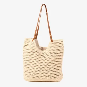 High Quality Large Mesh Beach Bag for Women Summer Vacation Casual Cotton Woven Tote Shoulder Handbag Fashion Style