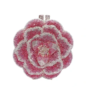 High Quality Mother Day Gift 3d Flower Rose Rhinestone Diamond Bag Girls and Woman Wedding Evening Bag