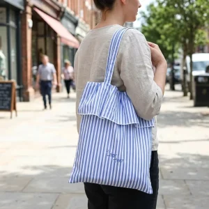 High Quality New Design Stripe Cotton Women Tote Bag Durable Fashion Custom Logo Printed Cotton Travel Handle Shopping Bag