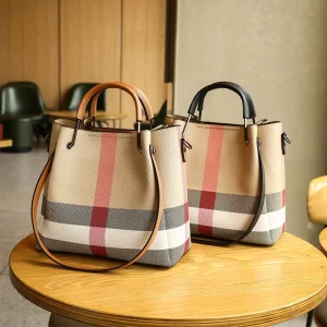High Quality Plaid Waterproof Portable Spring Summer Bucket Bag Women’s Fashion Versatile Shoulder Crossbody Handbag