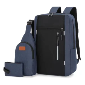 High Quality Print Logo Men Casual Computer Waterproof School Rucksack Bag Oxford Laptop Backpack Set