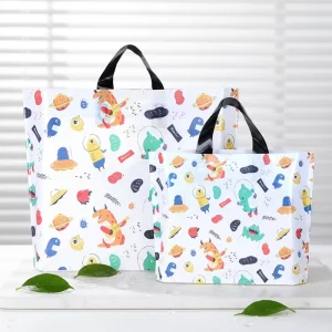 High Quality Shopping Handle Bag Custom Poly Bag Soft Loop Handle LDPE HDPE Plastic Shopping Bag for Clothing Packaging