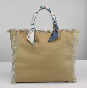 High Quality Summer Vintage Cotton Canvas Tote Bag Scarves Women’s Fringe Tote Handbags