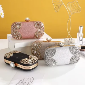 High Quality Vintage PU Purse for Women European American Luxury Rhinestone Evening Clutch Bag Stylish Fashion for Ladies