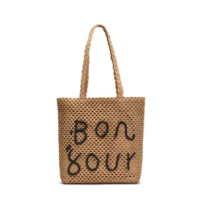 High Quality Vintage Style Women’s Shoulder Bag Handmade Letters Fashion Crochet Straw Bags