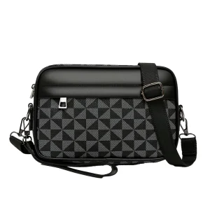 High Quality Waterproof PU Leather Men’s Square Casual Outdoor Leisure Cross Body Messenger Bag Japanese Korean