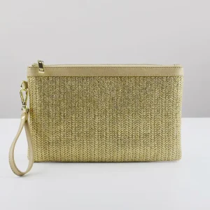 High Quality ZipperClosure Beach Dress Custom Summer Straw Woven Clutch Purses Ladies Portable Bohemian Style Rattan Pouch Bag