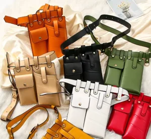 High Street Personalized Mini PU Leather Fanny Pack Mobile Phone Belt Bag Fashion Women Waist Bag
