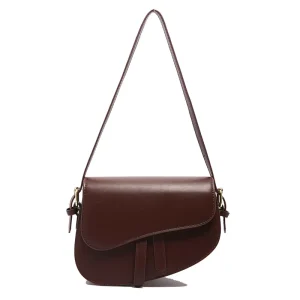 High-end Fashion Retro Small PU Women’s Crossbody Shoulder Underarm Saddle Bag Splicing Design