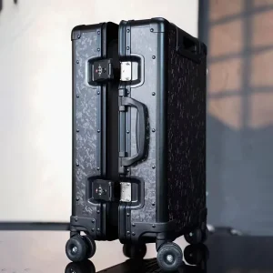 High end Forged Black Carbon Fiber Travel Bag 174 Rivets Combination TSA Lock TPE Silent Wheels 1pc Sample