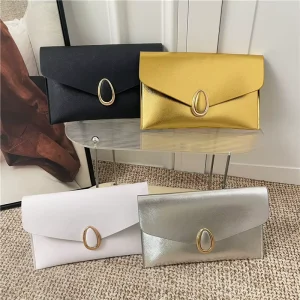 High end PU Date Clutch Bag Polyester Magnetic Clasp Simple Light Luxury Winter Bag Cross border New Trendy Portable Elegant