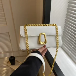 High quality Simple and Solid Color Chain Bag for Women Winter New Style Niche Design Single shoulder Crossbody
