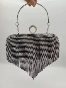 Hit Fashion Fringed Diamond-filled Ladies’ Evening Party Bag Small Square Clutch Bag