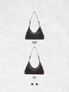 Hobo Bag Full grain Leather Tote Womens Large capacity Solid Color Zipper Closure Black Crossbody Bag