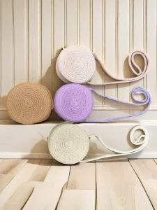 Holiday Children Straw Beach Bag Handmade Rattan Crossbody Coin Purse Woven Shoulder Bag