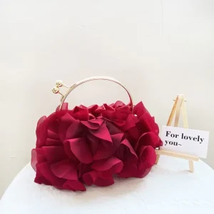 Hot Fashion Flower Clutch Purse Evening Bag for Women Formal Party Handbag Rose Prom Bag Ladies Floral Satin Small Purses