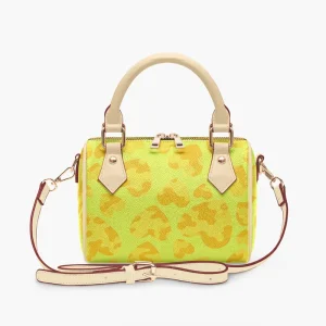 Hot Selling Custom logo Yellow Camo Heart Print Mini Pillow Bag PU Leather Top Handle Crossbody Handbag for Women Daily Use