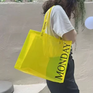 Hot Selling Reusable PVC Shopping Bags with Reinforced Handles for Supermarkets Grocery Stores and Daily Errands
