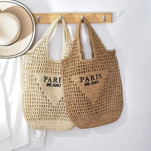 Hot Summer Large Capacity Beach Bag Hollow Mesh Woven Bag New Fashion Handbag Straw Blank Plain Tote Bag for Women