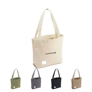 Huahao Custom Canvas Tote Bag Custom Printed Logo Own Design With Pocket And Zipper