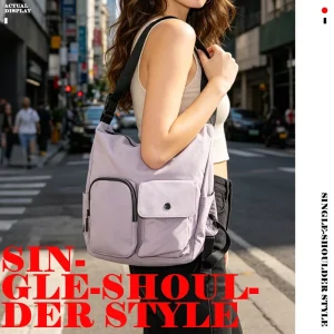 Imitation Nylon Shoulder Crossbody Sling Messenger Bag Large Multi Pocket Waterproof Casual Tote Bag for Daily Use
