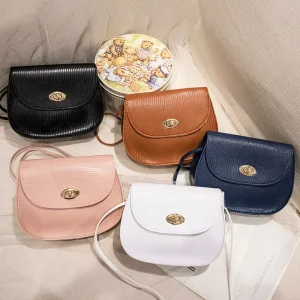 In Stock Small Purses Women’s Half round Bag Korean Fashion Lizard Pattern Solid Color Messenger Bag Little Girls Cute Bags