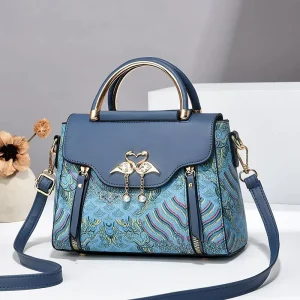 JINZE Luxury Retro PU Leather Shoulder Bag with Lock Design Fashionable Crossbody Handbag for Women