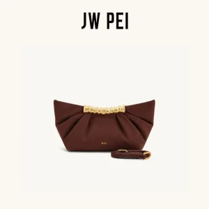 JW PEI Pleated Clutch Leia Metal Fashion High End Magnetic Closure Soft Spring Summer New Evening Daily Bag