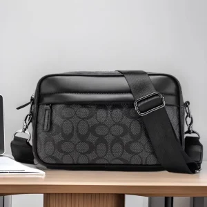 Japanese Casual Black Cross Body Satchel Shoulder Bag for Men and Youth PU Material Square Bag