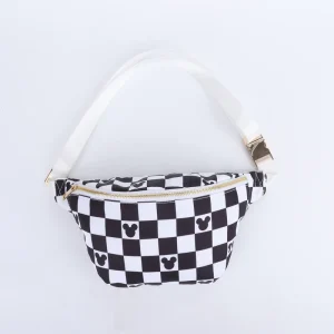 Jumbo Black Checkered Theme Park Magic Belt Bag Gold Zipper Women Printed Waterproof Nylon Jumbo Fanny Pack Cartoon Bum Bag