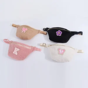 Keymay Private Label Fashion Kids Custom Teddy Crossbody Chest Bag White Pink Brown Black Furry Sherpa Belt Bag Fanny Pack Women