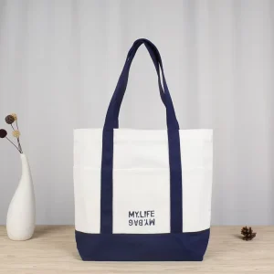 Kids Hand Bag Set Customized Vintage Cotton Tote Bag with logo Sublimation Blue White Blank Canvas Tote Bag for School