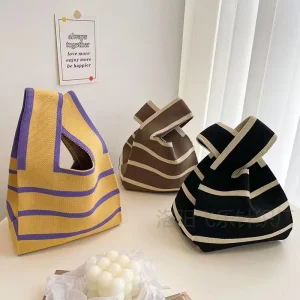 Knitted Flower Shopping Shoulder Bag Customized Crochet Cute Purse Portable Wrist Handbag Bags for Women